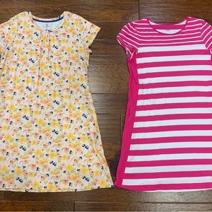 Girls Lands End Short Sleeve Dress XL (16+) Lot Stripe Floral